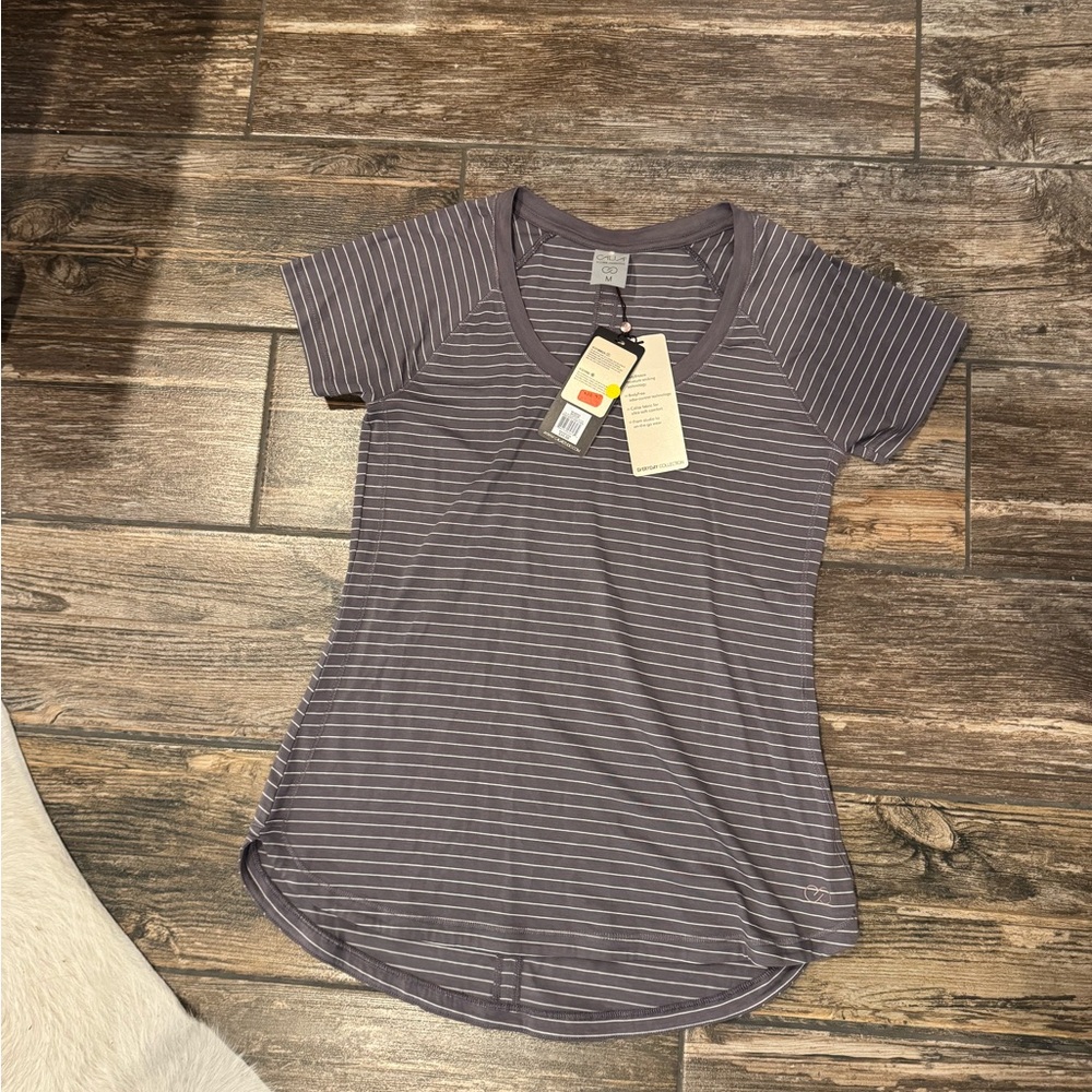 Women's Short Sleeve Striped Top - Dark Purple